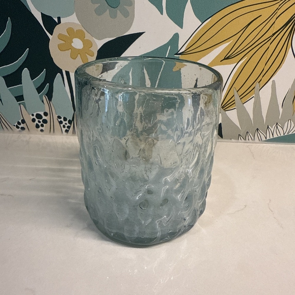 Hand blown Glass With‎ Hobnob Bubbles And Milky/blue Hue 4 Inch Multicolor Set